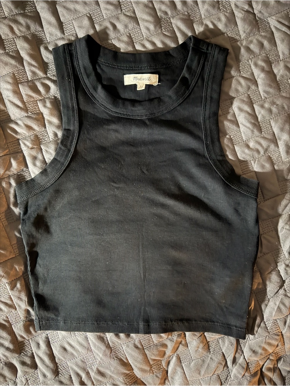 Madewell Black Ribbed Crop Tank